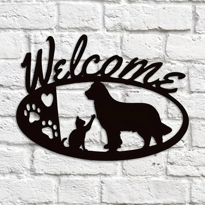Golden Retriever and Cat Metal Wall Decor - for Front Porch, Farmhouse