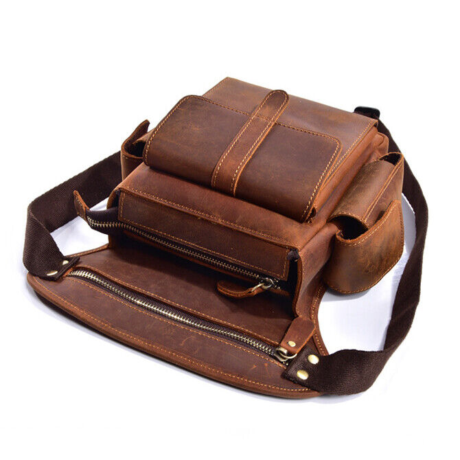 Crazy Horse Leather Leg Drop Bag Men's Motorcycle Thigh Hip Waist Fanny Pack