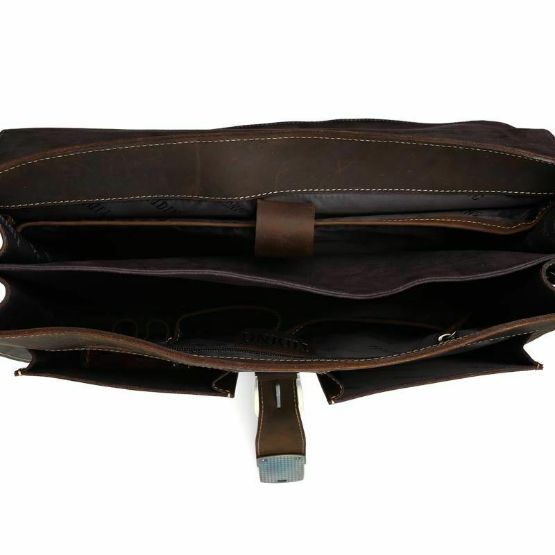 Vintage Men Leather Briefcase 15.6" Laptop Tote Business Messenger Bag Handbag