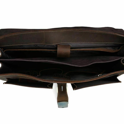 Vintage Men Leather Briefcase 15.6" Laptop Tote Business Messenger Bag Handbag