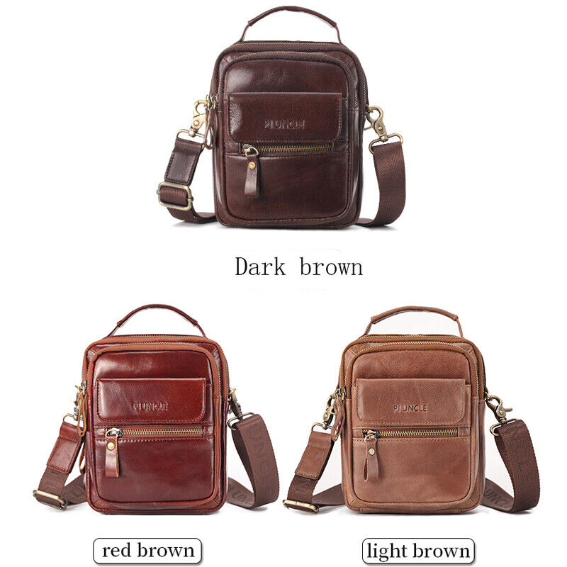 Top Cow Leather Men's Sling Shoulder/Messenger Bag Double Zipper Leather Handbag