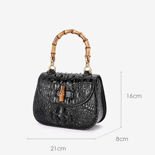 Women's Bamboo Small Handbag, Real CrocodileSkin Shoulder Bags