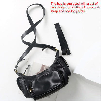 Small Real Leather Shoulder Bag Purse Handbag Hobo Crossbody w/ Lots of Pockets