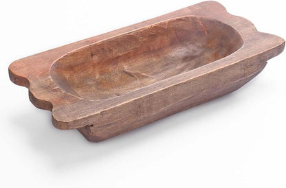 Hand Carved Wooden Dough Bowl Decor with Handles Natural Decorative Farmhouse