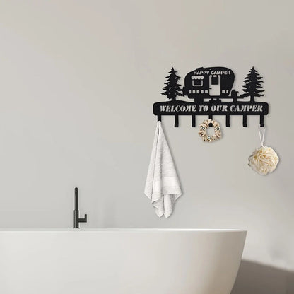 Camper Key Holder For Wall Decorative Metal Camper Key Rack Hanger With 7 Hooks
