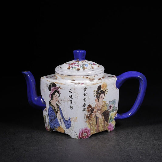 l-0Chinese Yixing Zisha Clay Handmade Exquisite Teapot （四大美女 底款：金鼎商标）