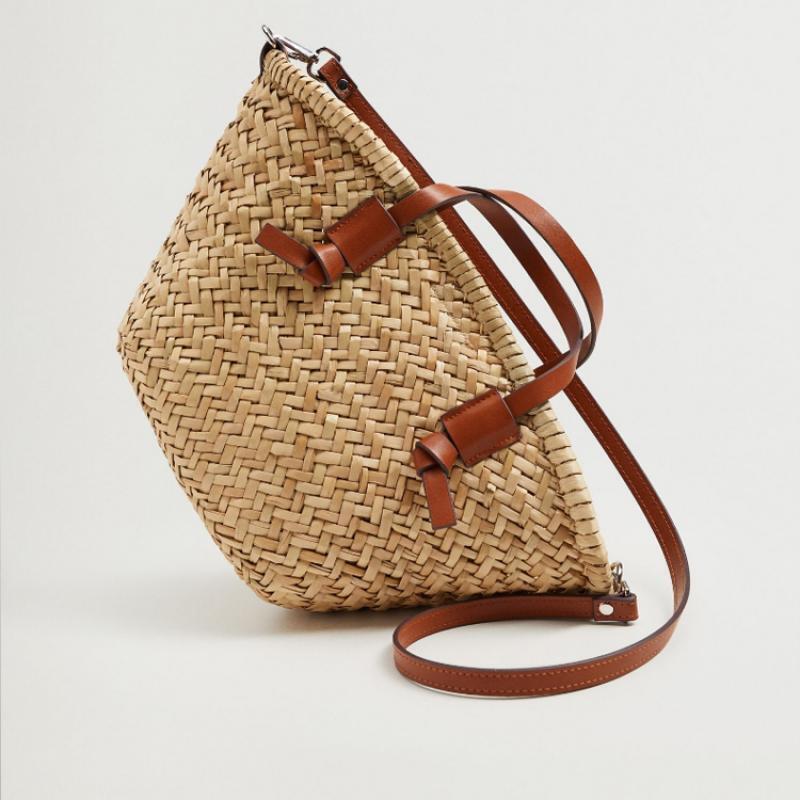 Wicker Woven Basket Bags Rattan Women Handbags Beach Straw Tote Crossbody Bag
