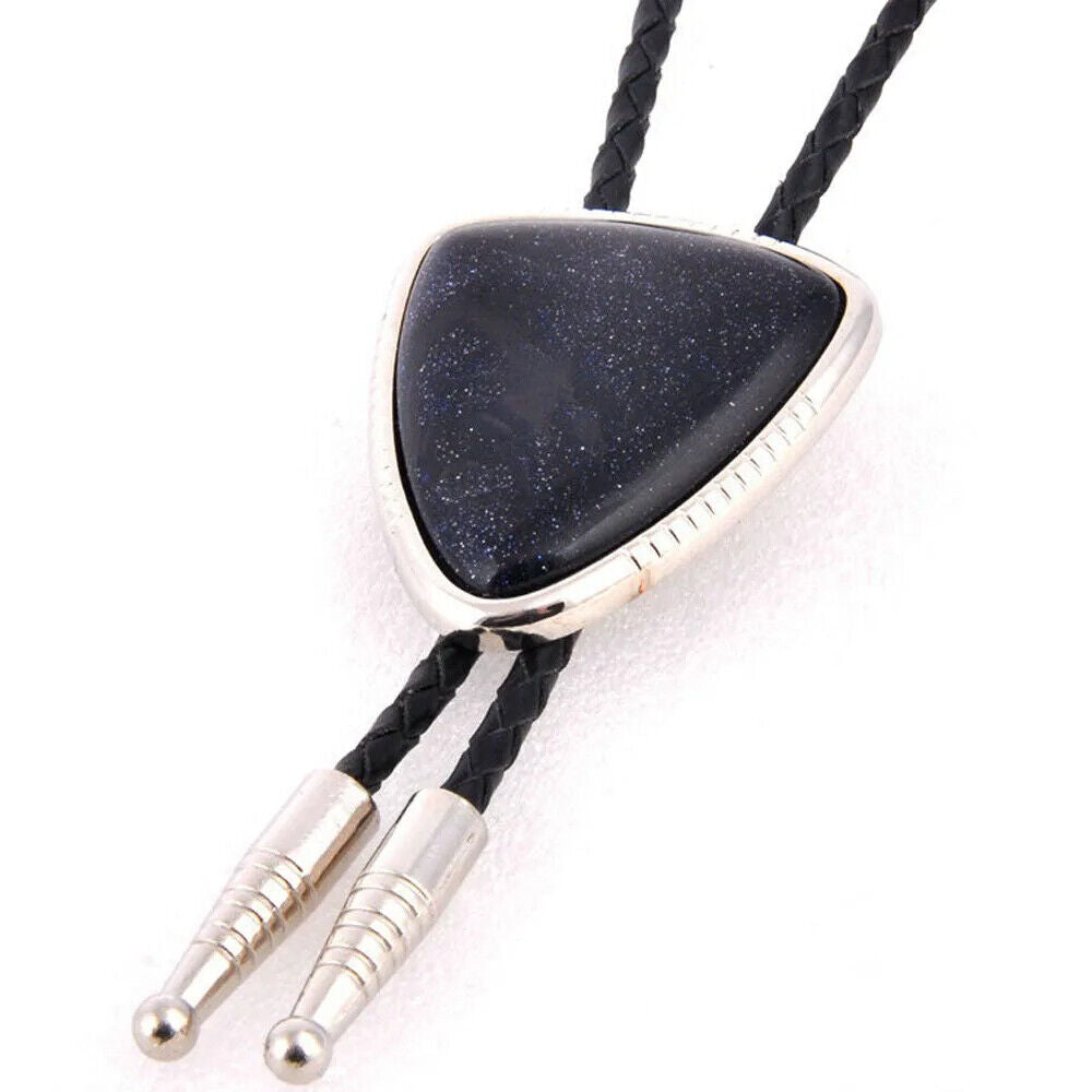 Men Bolo Ties Natural Agate Genuine Leather Rope Western Cowboy Jewelry Neckties
