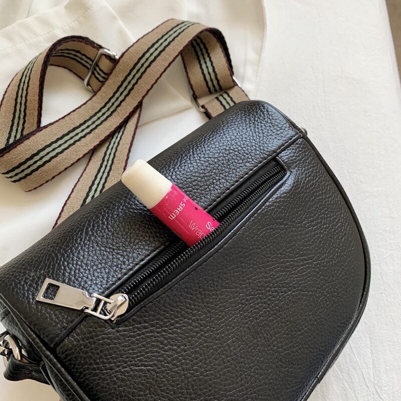 Crossbody Bag Pu Leather Bags Ladies Zipper Wide Shoulder Woman Bag Female Bags