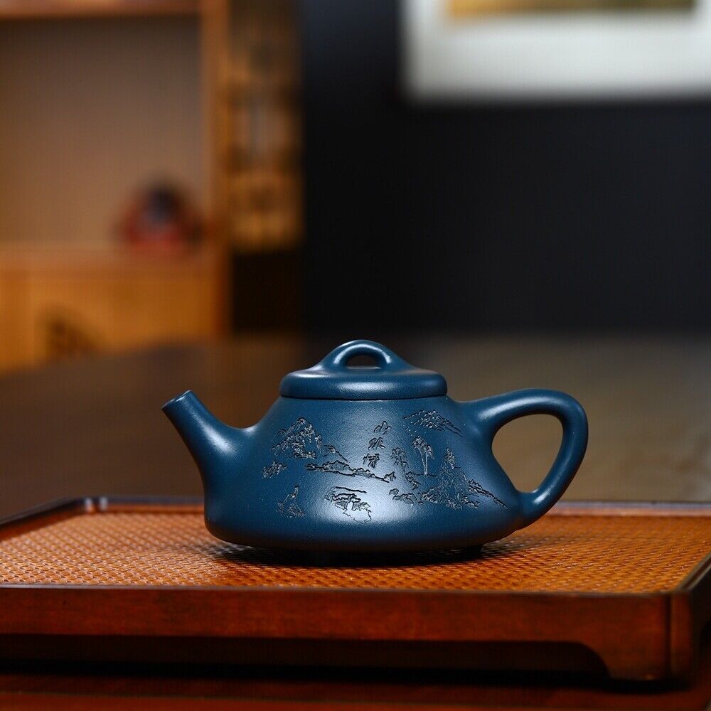 180ml Hand Carved Tea Pot Certificate Paper Yixing Zisha Tianqing Clay Shipiao