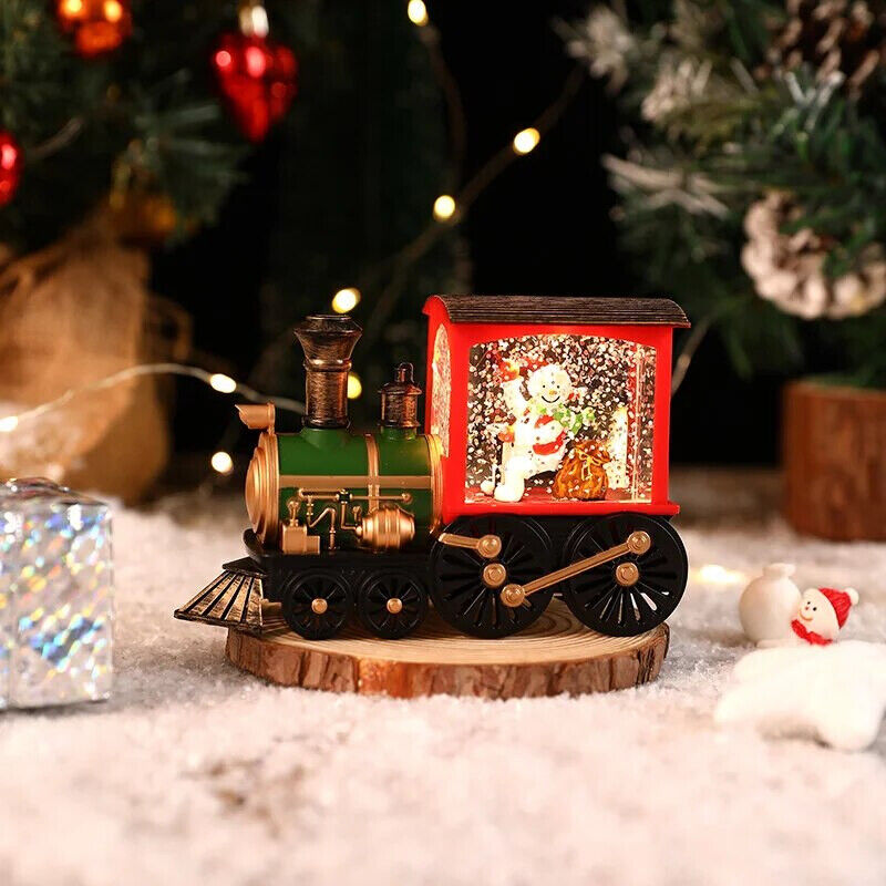 Christmas Ornaments Santa Claus Snowman Train Crystal Ball Table Music Box Decor