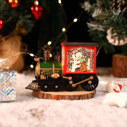 Christmas Ornaments Santa Claus Snowman Train Crystal Ball Table Music Box Decor