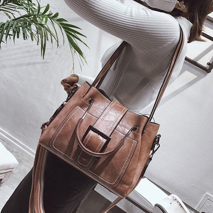 Women's Vintage Bagpack Tote PU Leather Shoulder Bags Crossbody Purse Satchel