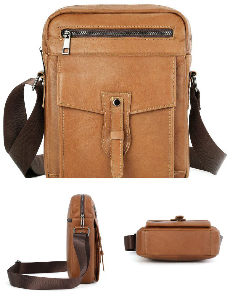 100% Genuine Leather Men's Crossbody Shoulder Bag, Handbag Business Cowhide