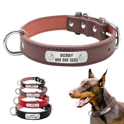 New Collar Para Perro Grande Y Durader, Personalizado De Piel Cuero Acolchado