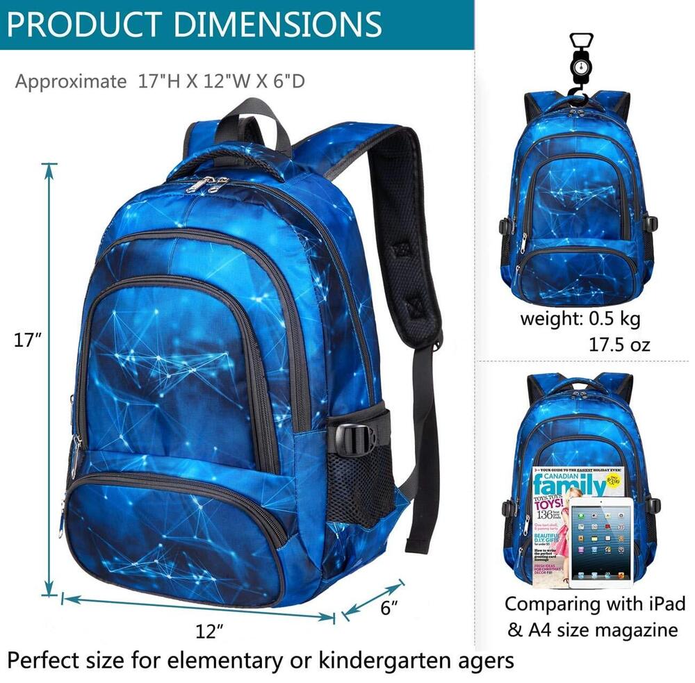 BLUEFAIRY Boys Backpack for Kids Elementary School Bags One Size, Blue