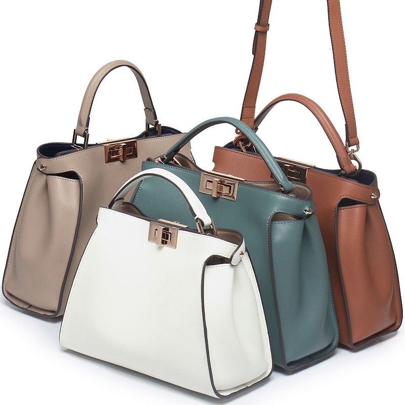 Genuine Leather Tote Handbag Women Bags Square Purse S/M/L Sizes Cow Leather 1PC