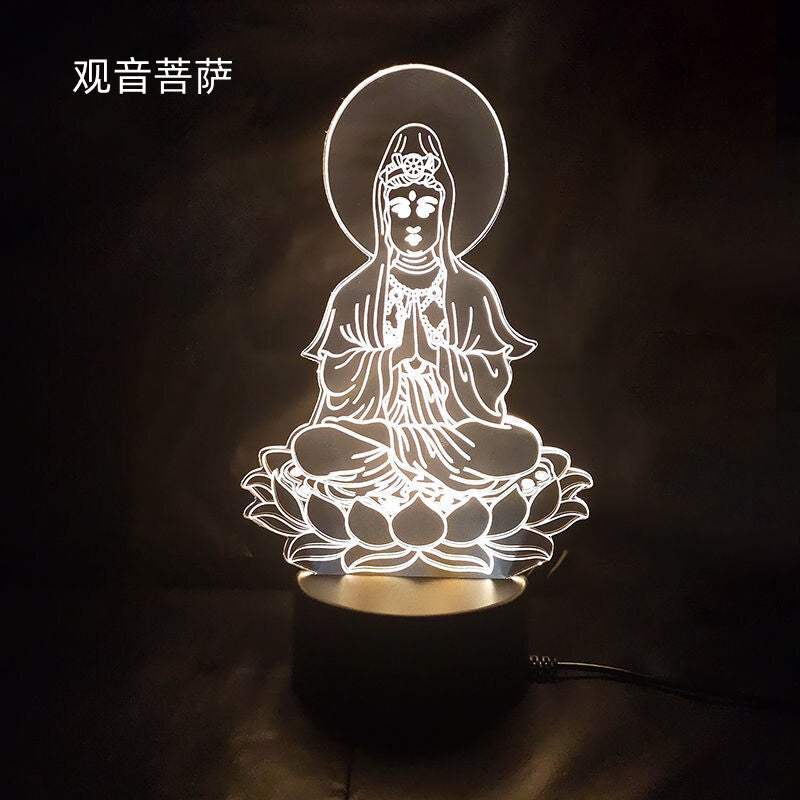 LED Night Light USB Buddha Lamp Shurangama Mantra Heart Sutra Attract Wealth
