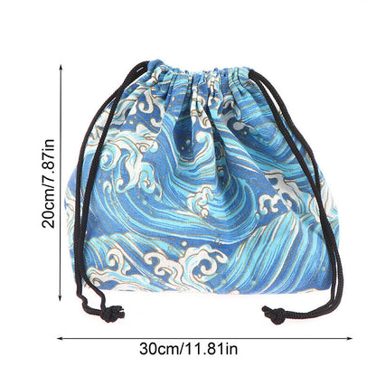 1Pc Japanese Style Drawstring Lunch Box Portable Storage Bag For Travel Picnic