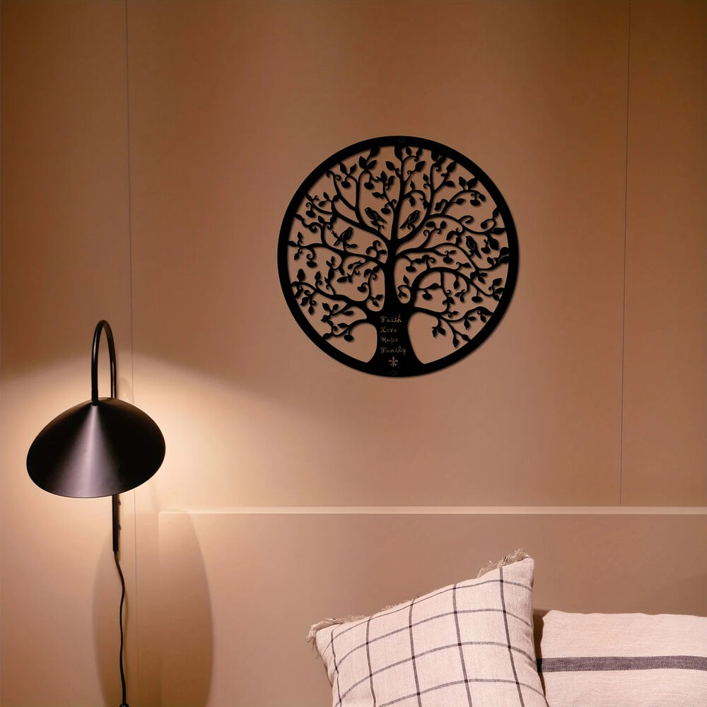 1pc Modern Tree Life Metal Wall Decor - Black Line Sculpture for Home and Office