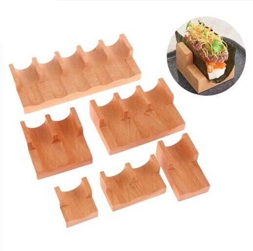 Japanese Sushi Rack Wooden Taco Snack Tray Food Holder Plate Cuisine Stand Decor
