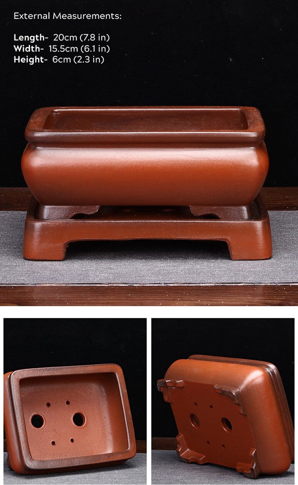 Large Rectangular Bonsai Pot W Tray High-grade Classic Chinese Purple Sand Pots