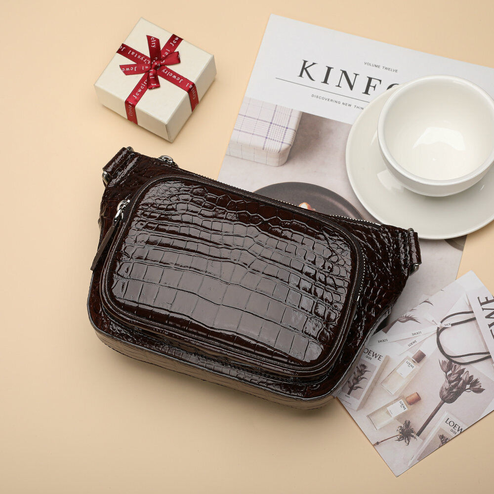 Real Crocodile Alligator Skin Leather Men's Crossbody Bag Luxury Sling Backpack