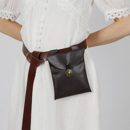 Unisex Medieval PU Leather Waist Belt Bag Organizer Warrior Costume Cosplay Prop