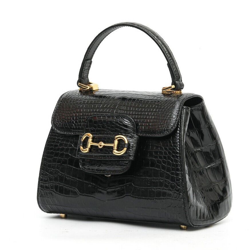 Black Alligator Crocodile Belly Skin Handbag, New Women's Chain Bag Shouler Bag