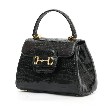 Black Alligator Crocodile Belly Skin Handbag, New Women's Chain Bag Shouler Bag
