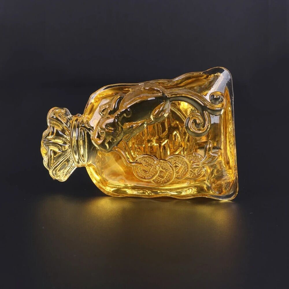 Citrine Money Bag Figurines Glass Crystal Crafts Lucky Feng Shui Ornaments 5x7cm