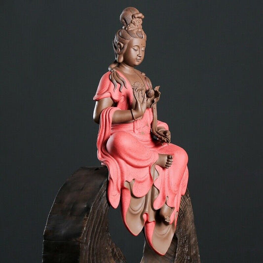 Full Handmade Tea Pet Buddha Statue Real Yixing Zisha Purple Clay Decoration Big