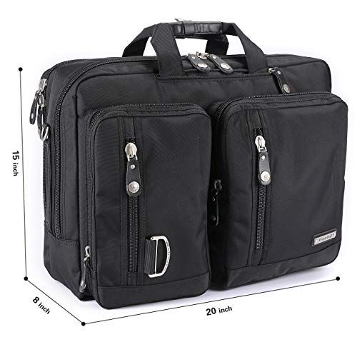 FreeBiz Laptop Backpack Messenger Bag-Hybrid Briefcase Bag Rucksack Black