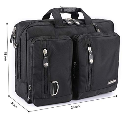 FreeBiz Laptop Backpack Messenger Bag-Hybrid Briefcase Bag Rucksack Black