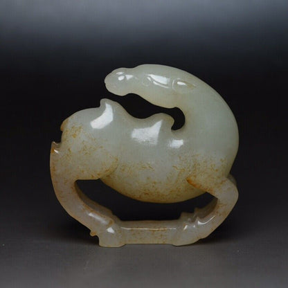 Chinese Natural Hetian Jade Carving Exquisite Camel Statue Figurine Collection