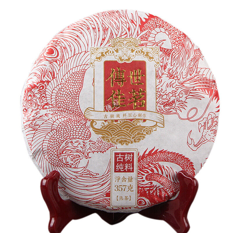 357g 2020 Chuan Shi Jia Ming Ancient Ripe Puer Tea Menghai Old Tree Shu Puer Tea