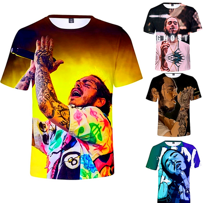 Camisetas Sublimadas Hombre POST MALONE T-Shirt Camisas Moda Para Vestir Franela