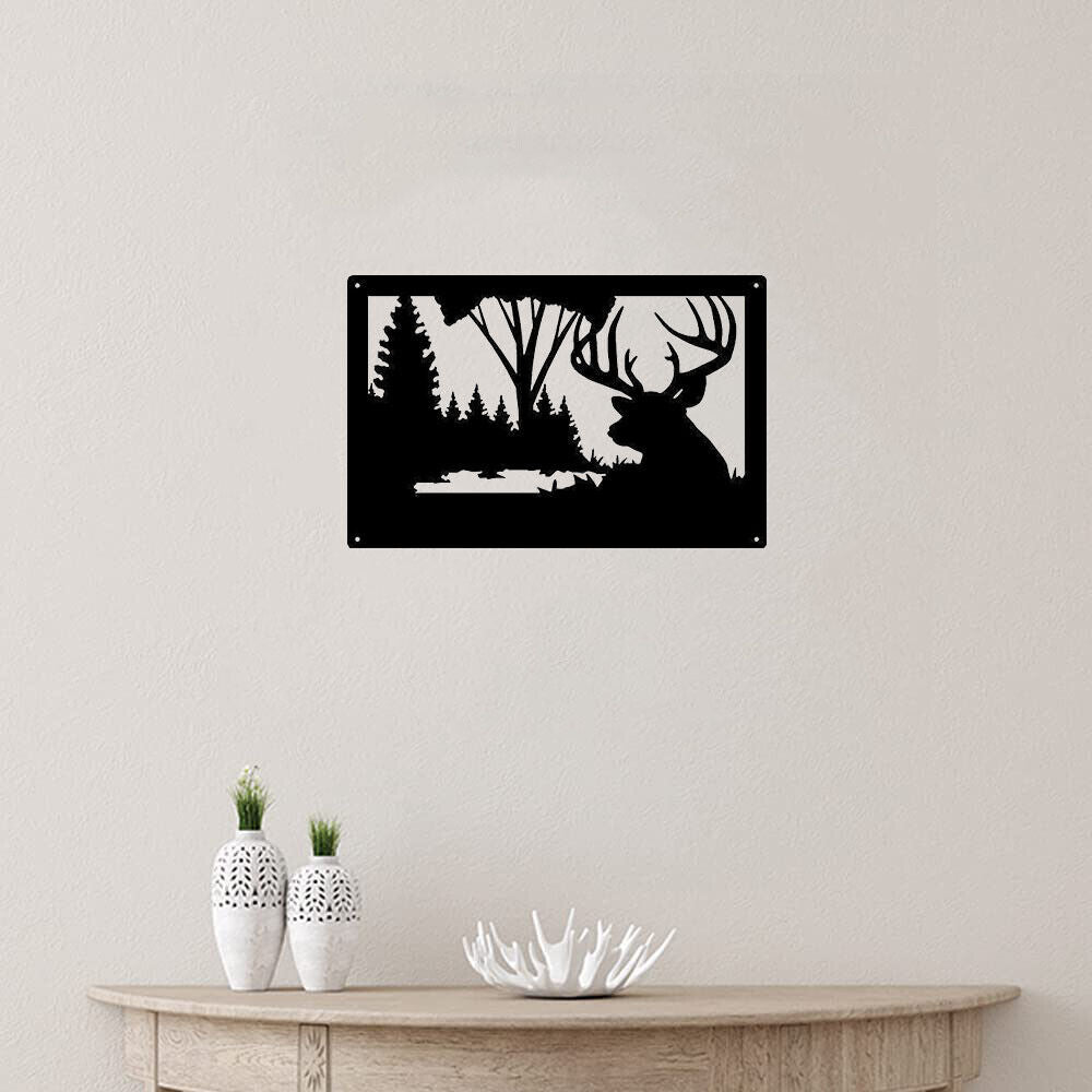 Wildlife Deer Wall Art - Lone Buck - Size 13.8" x 9" Metal Wall Art