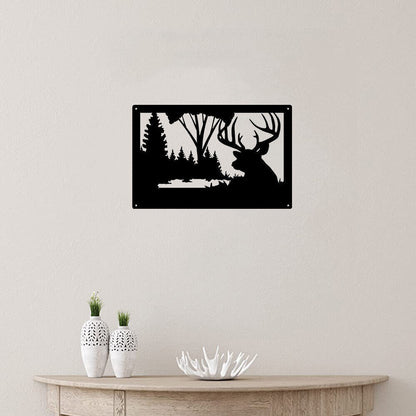 Wildlife Deer Wall Art - Lone Buck - Size 13.8" x 9" Metal Wall Art