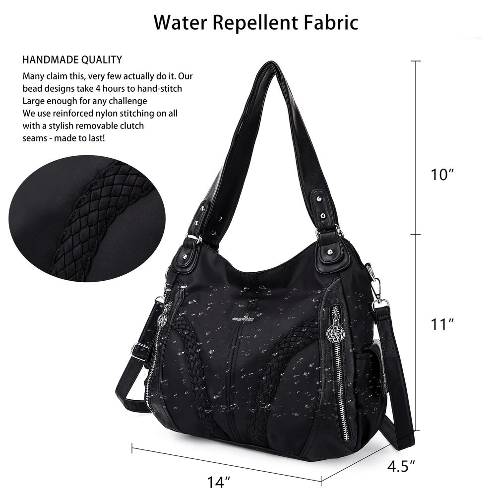 Angel Kiss Purses and Handbags Women 13.8*4.7*11.8 inches, Nylon-black