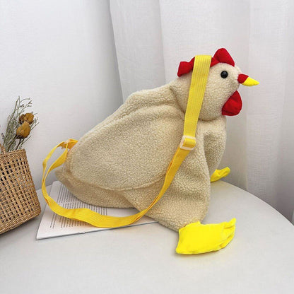 Plush Bag Cartoon Chicken Shoulder Bag Work Travel Women Handbags Crossbody Bag