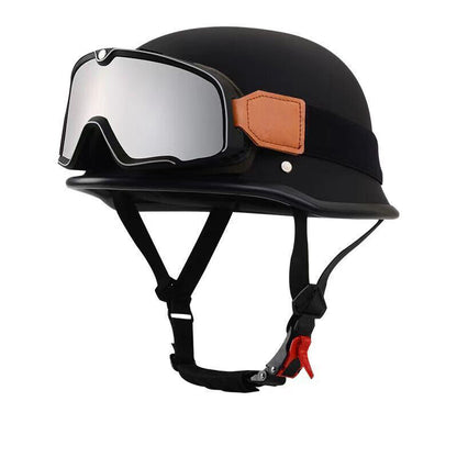 Men Women German Motorcycle Half Helmet Vintage Motorcycle Helmet with Goggles