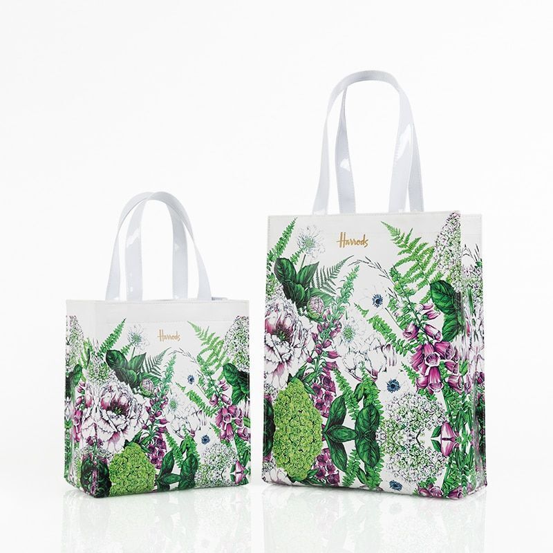 PVC Reusable Shopping Bag Flower Print Waterproof Handbag Shoulder Bags Leisure
