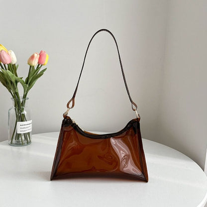 Jelly Shoulder Bag Half Moon Handbag PVC Underarm Bags Transparent Shopping Bag