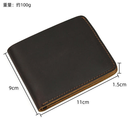 Retro Men's Real Leather Bi-fold Wallets Credit ID Card Holder Clutch Bags