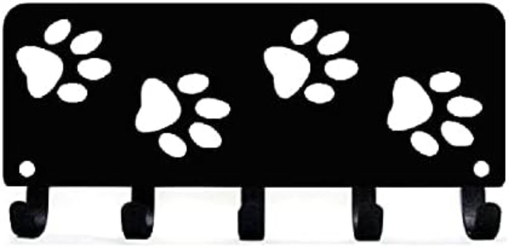 Walking Paws Key Rack Hanger & Dog Leash Organizer -9 inch/6 inch Metal Wall Art