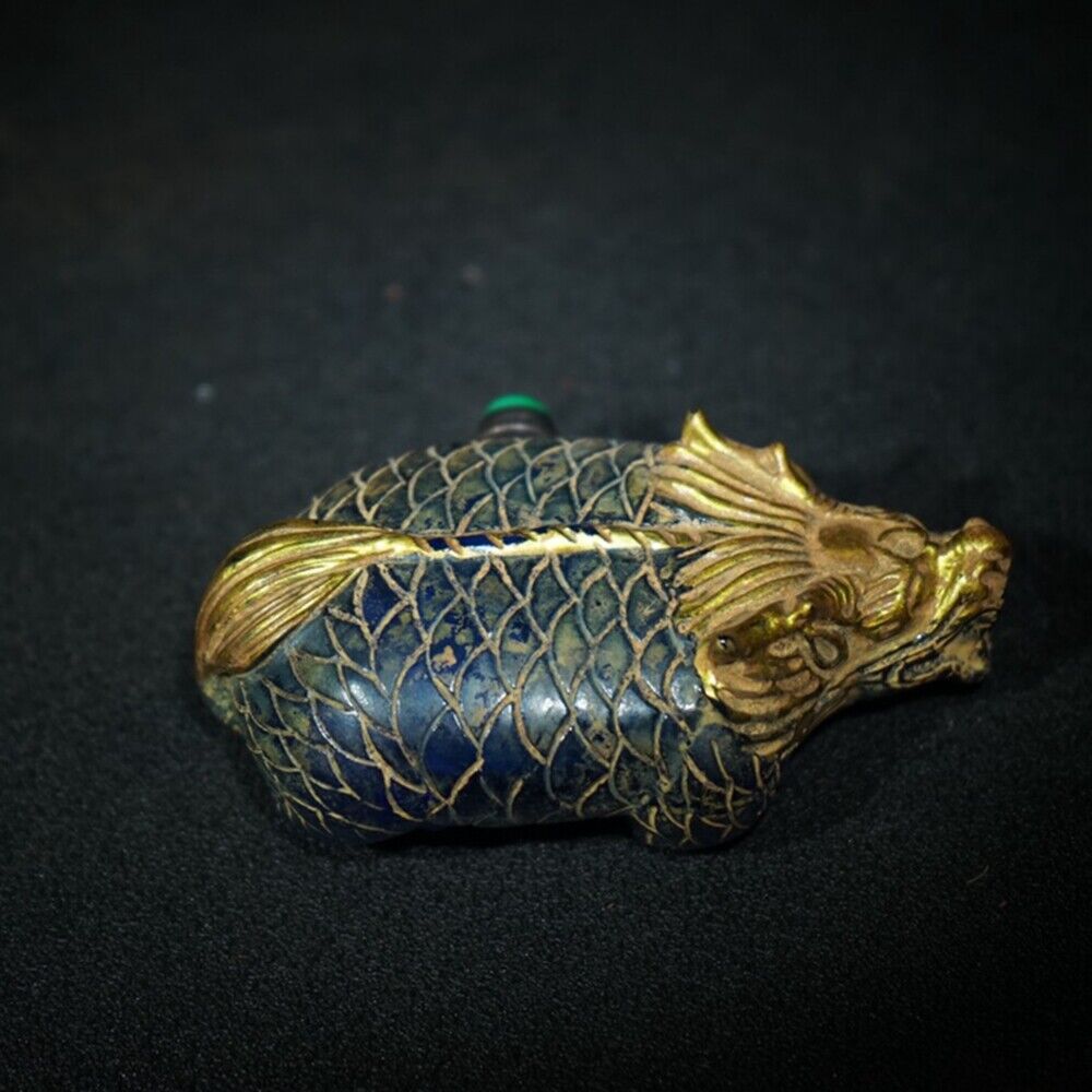 chinese beijing carved glass snuff bottle antique carving dragon statue Loong