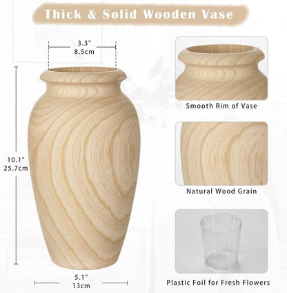 Tall Handmade Wooden Flower Vase Decoration for Flower Arrangement Home Gift