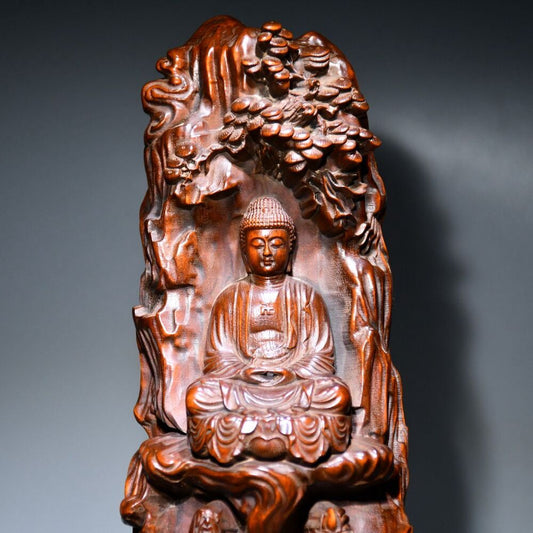 Vintage Chinese Antique Wooden Carving Buddha Statue Wood Kwan Yin Figure Decor