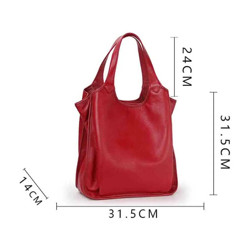 Women Genuine Leather Cowhide Shopper Bag High Grade Ladies Handbag